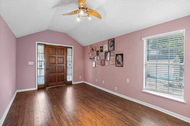 3305 Redding Rd, Chattanooga, TN 37415 - entrance foyer with wood finished floors, ceiling fan, and lofted ceiling