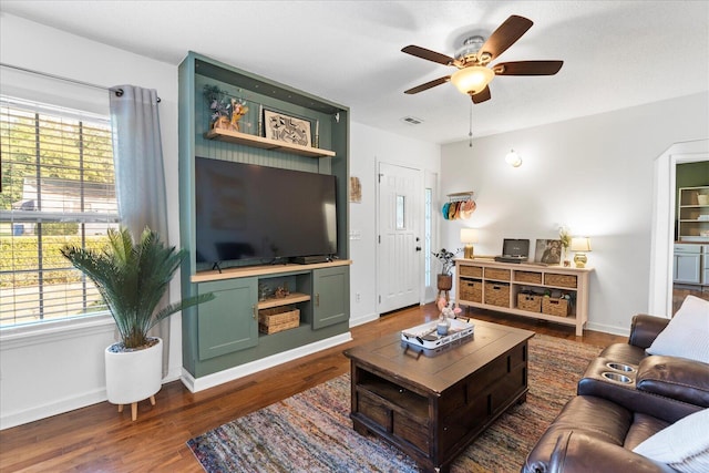 3305 Redding Rd, Chattanooga, TN 37415 - living room with a ceiling fan and dark wood-type flooring