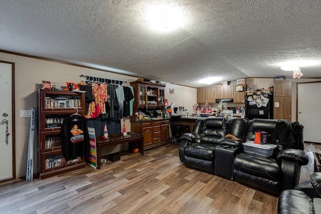 4259 Keith Valley Rd, Cohutta, GA 30710 - living area featuring a textured ceiling, light wood-style floors, lofted ceiling, and a bar