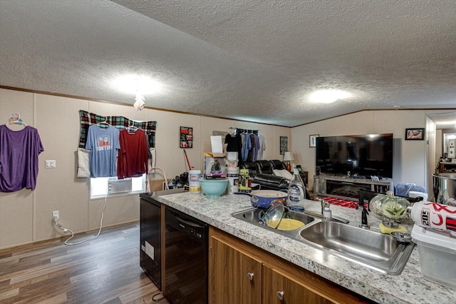 4259 Keith Valley Rd, Cohutta, GA 30710 - kitchen with open floor plan, black dishwasher, light countertops, light wood-type flooring, and ornamental molding