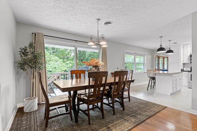 28 Lynn Rd, Signal Mountain, TN 37377 - dining space featuring a textured ceiling and light wood-style floors