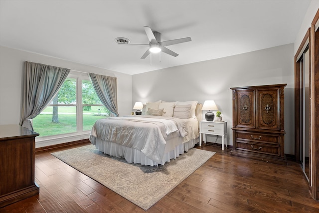 28 Lynn Rd, Signal Mountain, TN 37377 - bedroom featuring dark wood-style flooring and ceiling fan