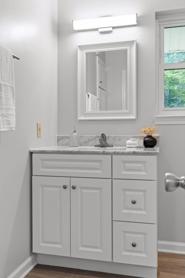 28 Lynn Rd, Signal Mountain, TN 37377 - bathroom featuring vanity and wood finished floors