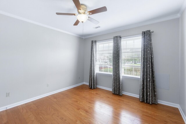 6756 Hickory Manor Cir, Chattanooga, TN 37421 - empty room featuring ceiling fan, light wood-type flooring, and ornamental molding