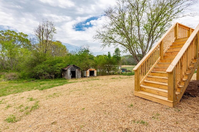 318 Yates Springs Rd, Ringgold, GA 30736 - view of yard with stairway and a shed