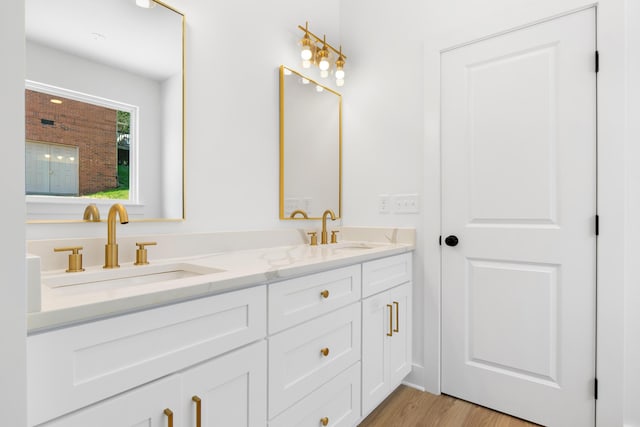 6821 Lakeshore Dr, Chattanooga, TN 37416 - full bathroom featuring double vanity and wood finished floors
