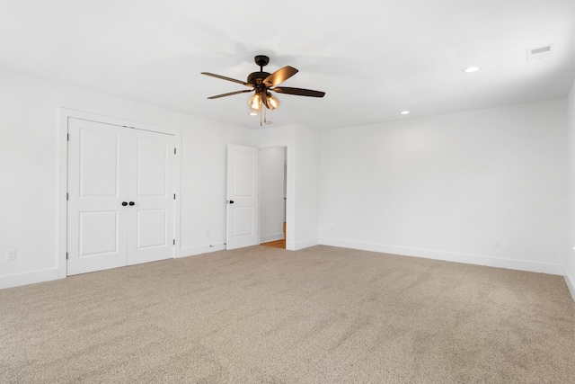 6821 Lakeshore Dr, Chattanooga, TN 37416 - unfurnished bedroom featuring carpet floors, recessed lighting, ceiling fan, and a closet