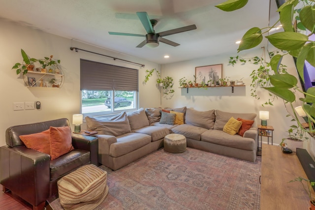88 Sparrow Ln, Ringgold, GA 30736 - living area with ceiling fan, wood finished floors, and recessed lighting