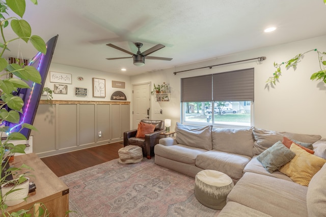 88 Sparrow Ln, Ringgold, GA 30736 - living area with a ceiling fan, wood finished floors, and recessed lighting