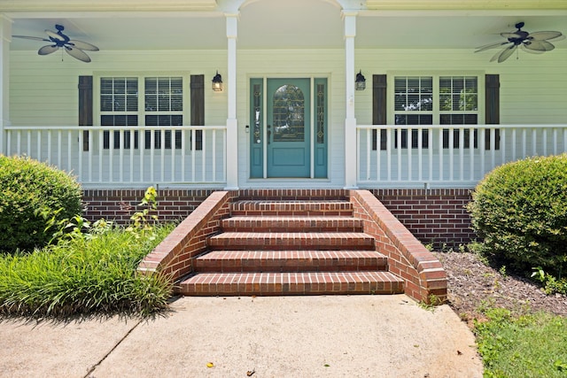 75 Sequoyah Trl, Ringgold, GA 30736 - view of exterior entry featuring a ceiling fan and a porch