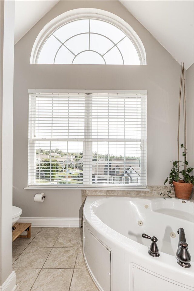 7918 Chianti Way, Chattanooga, TN 37421 - full bath with plenty of natural light, a whirlpool tub, tile patterned floors, and lofted ceiling