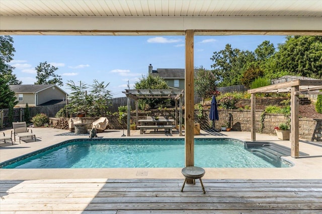 7918 Chianti Way, Chattanooga, TN 37421 - view of swimming pool featuring a pergola, a deck, a fenced backyard, and a patio area