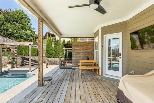7918 Chianti Way, Chattanooga, TN 37421 - wooden deck featuring a ceiling fan and an outdoor pool