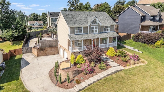 7918 Chianti Way, Chattanooga, TN 37421 - view of front facade featuring covered porch, concrete driveway, brick siding, a gate, and a residential view