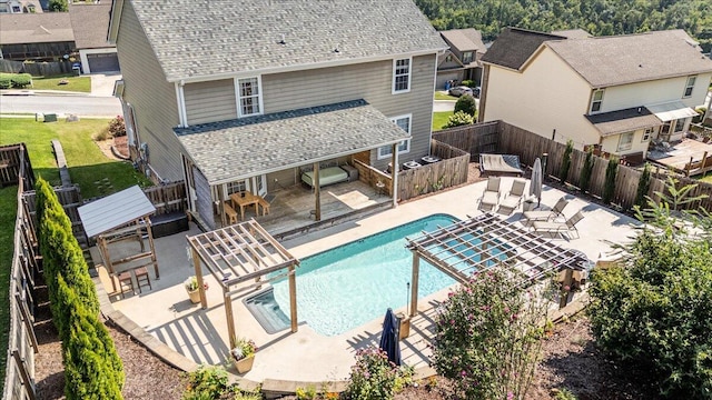 7918 Chianti Way, Chattanooga, TN 37421 - view of pool with a hot tub, a fenced backyard, a patio area, and outdoor dining space