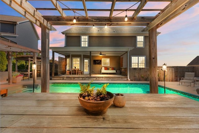 7918 Chianti Way, Chattanooga, TN 37421 - pool at dusk with a wooden deck