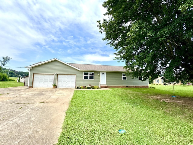 1828 Saunders Rd, Ringgold, GA 30736 - ranch-style house with a front yard, driveway, and an attached garage