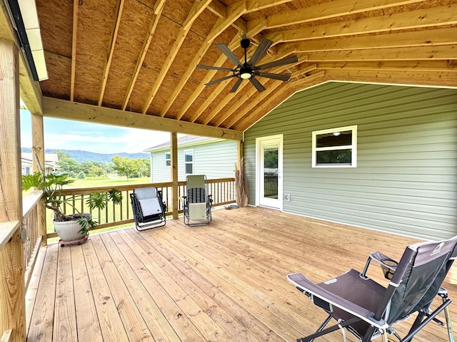 1828 Saunders Rd, Ringgold, GA 30736 - wooden deck with ceiling fan and a mountain view