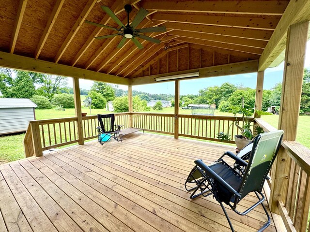 1828 Saunders Rd, Ringgold, GA 30736 - wooden deck featuring a ceiling fan