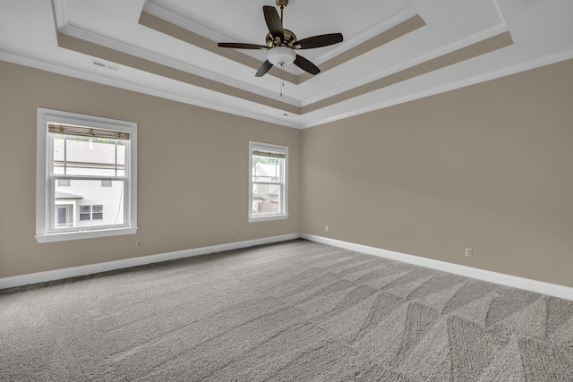 5644 Bungalow Cir, Hixson, TN 37343 - empty room with a raised ceiling, ornamental molding, plenty of natural light, and carpet