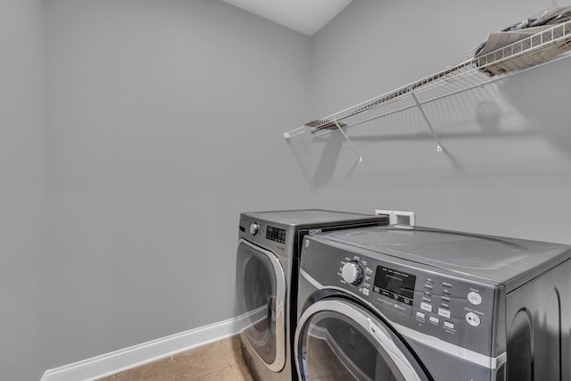 5644 Bungalow Cir, Hixson, TN 37343 - laundry room with washing machine and clothes dryer and tile patterned floors