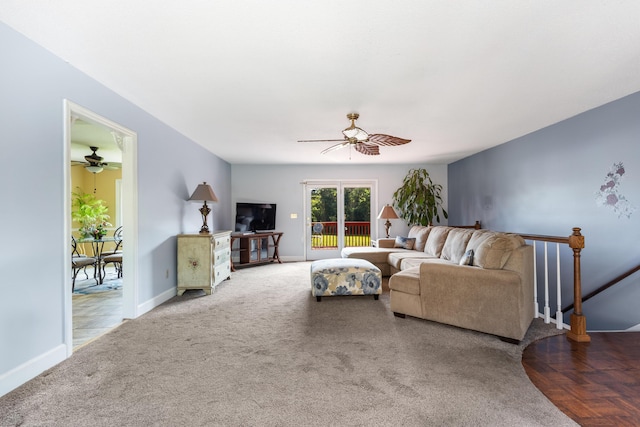 6509 Mill Stream Dr, Harrison, TN 37341 - carpeted living area with a ceiling fan and baseboards