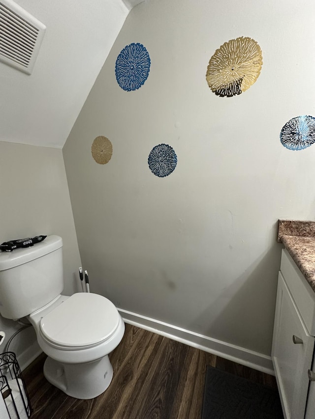 3420 Birchwood Dr, Chattanooga, TN 37406 - bathroom with vanity, wood finished floors, and vaulted ceiling