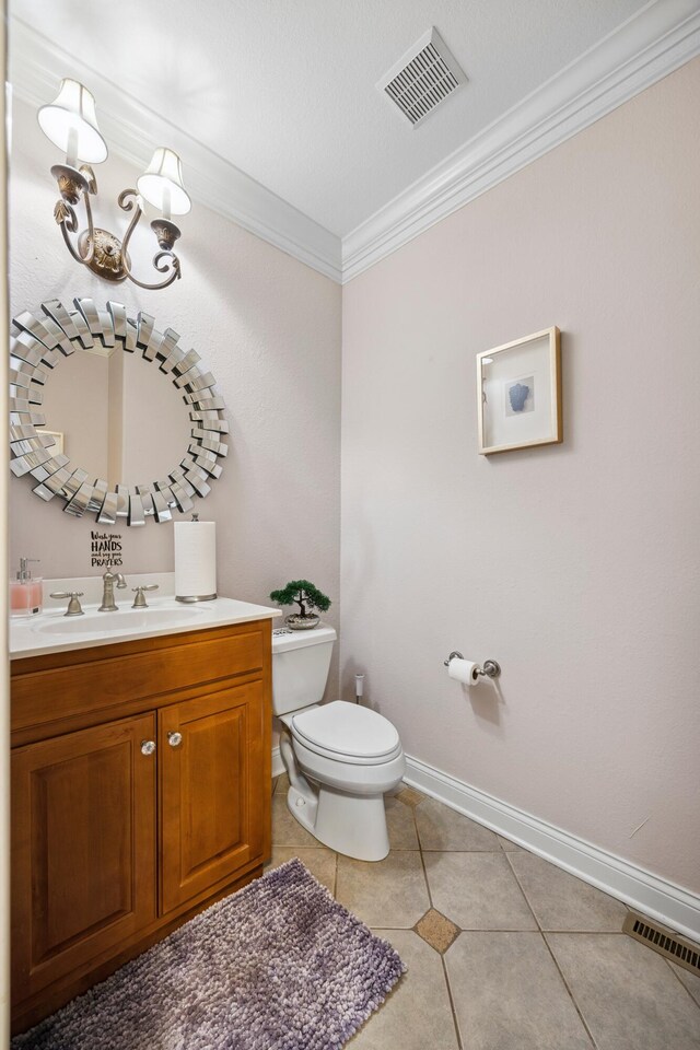 2507 Saint Lucie Ct, Chattanooga, TN 37421 - half bathroom with crown molding, vanity, and tile patterned floors