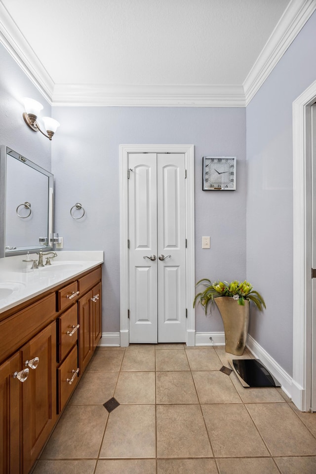 2507 Saint Lucie Ct, Chattanooga, TN 37421 - full bath featuring crown molding, double vanity, and tile patterned floors