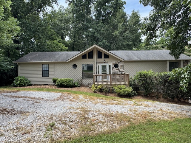 7162 Lea Rd, Chattanooga, TN 37421 - view of front of home featuring a deck, crawl space, and a shingled roof