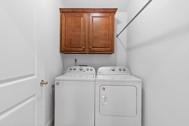 9624 Collier Pl, Ooltewah, TN 37363 - laundry room with cabinet space and washing machine and clothes dryer