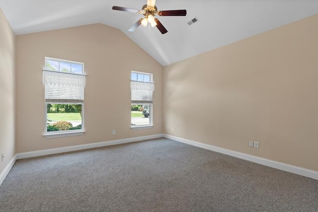 9624 Collier Pl, Ooltewah, TN 37363 - carpeted empty room featuring ceiling fan and vaulted ceiling