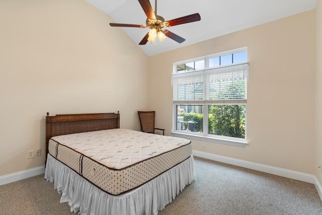 9624 Collier Pl, Ooltewah, TN 37363 - bedroom with vaulted ceiling, light carpet, and a ceiling fan