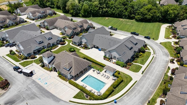 9624 Collier Pl, Ooltewah, TN 37363 - aerial perspective of suburban area featuring a pool