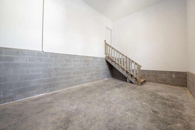 3016 Addison Rd, Chattanooga, TN 37406 - staircase featuring concrete floors and concrete block wall