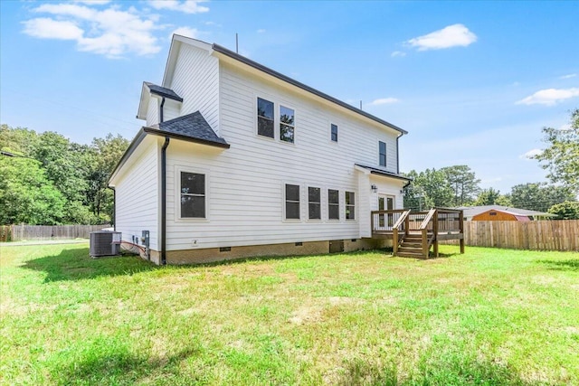 845 James Ave, Chattanooga, TN 37421 - rear view of house with crawl space, a deck, and a fenced backyard