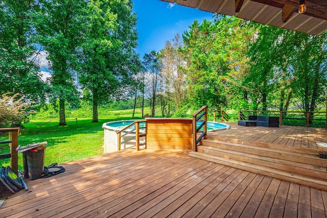 1727 Saunders Rd, Ringgold, GA 30736 - deck with a lawn, an outdoor pool, and view of wooded area