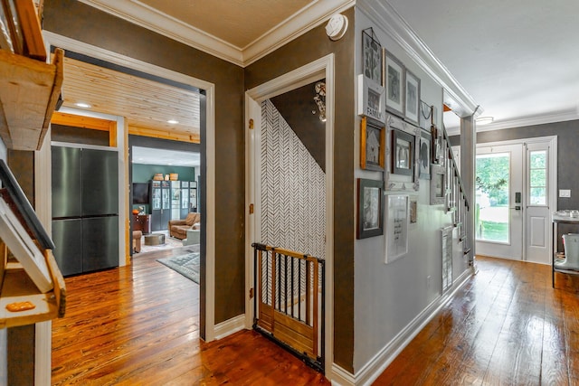 1727 Saunders Rd, Ringgold, GA 30736 - corridor featuring hardwood / wood-style floors, plenty of natural light, and crown molding