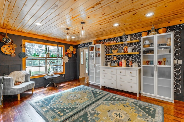 1727 Saunders Rd, Ringgold, GA 30736 - sitting room with hardwood / wood-style flooring, wood ceiling, and recessed lighting