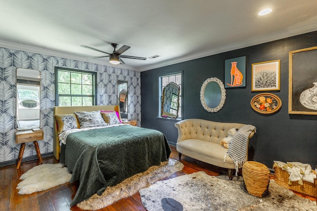 1727 Saunders Rd, Ringgold, GA 30736 - bedroom featuring wood-type flooring, ornamental molding, and a ceiling fan