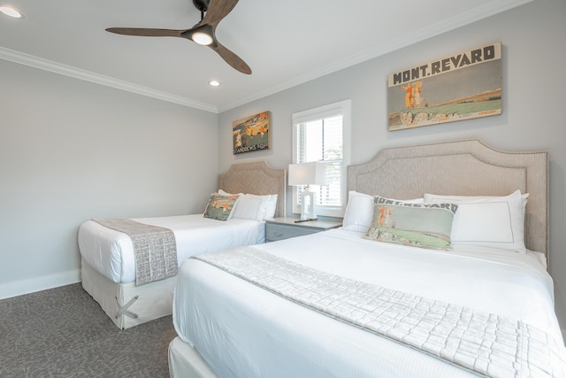 6 Heather Ln, Rising Fawn, GA 30738 - carpeted bedroom featuring crown molding, recessed lighting, and ceiling fan