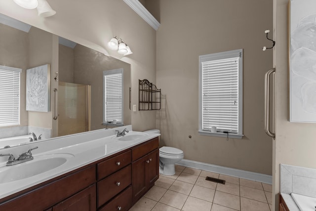 8189 Kaitlin Ln, Ooltewah, TN 37363 - bathroom with a shower stall, a garden tub, tile patterned floors, and double vanity