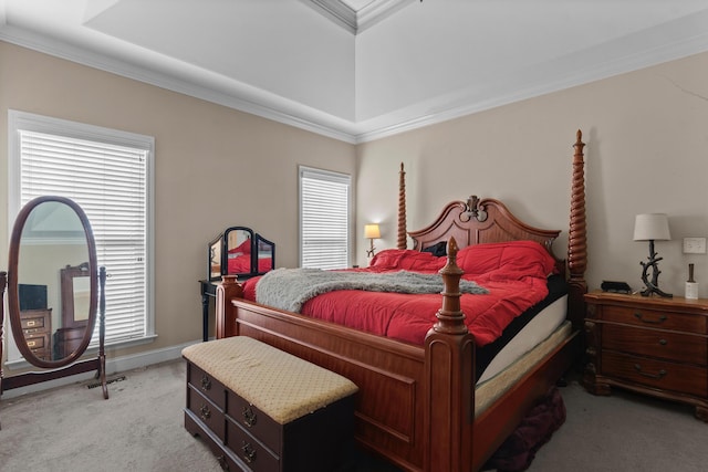 8189 Kaitlin Ln, Ooltewah, TN 37363 - bedroom with light carpet, ornamental molding, and a raised ceiling