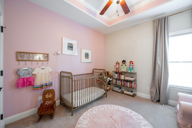 8502 Kennerly Ct, Ooltewah, TN 37363 - carpeted bedroom with a crib and ceiling fan
