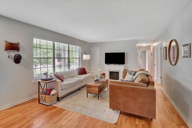 824 Graysville Rd, Chattanooga, TN 37421 - living room with wood finished floors, a textured ceiling, and a glass covered fireplace