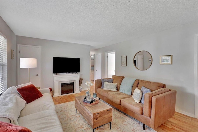 824 Graysville Rd, Chattanooga, TN 37421 - living room with wood finished floors, a textured ceiling, and a premium fireplace
