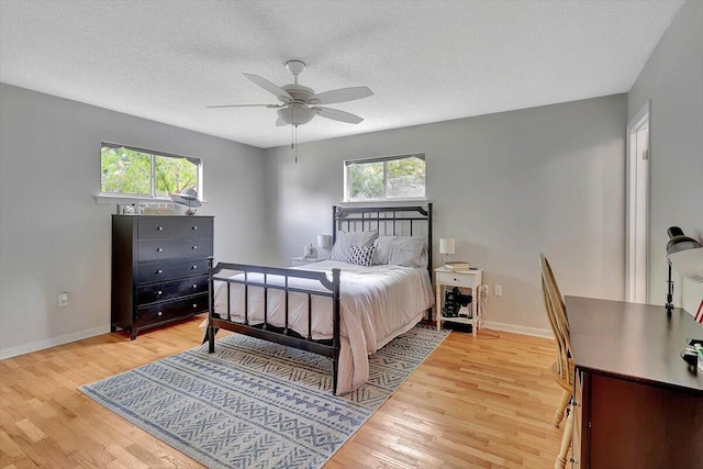 824 Graysville Rd, Chattanooga, TN 37421 - bedroom featuring light wood finished floors, a textured ceiling, and a ceiling fan