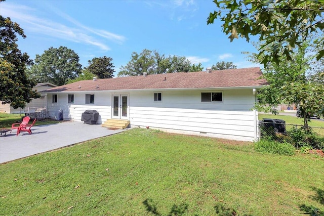 824 Graysville Rd, Chattanooga, TN 37421 - rear view of property featuring a patio, entry steps, an outdoor fire pit, crawl space, and french doors