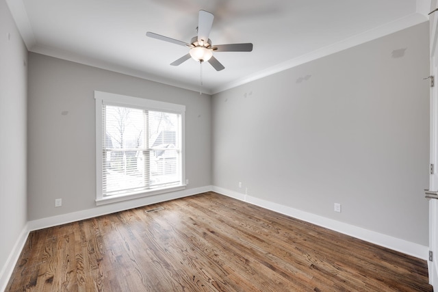 10619 Kavya Ln, Apison, TN 37302 - unfurnished room with ceiling fan, wood finished floors, and ornamental molding