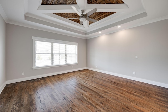 10619 Kavya Ln, Apison, TN 37302 - unfurnished room featuring a raised ceiling, ornamental molding, ceiling fan, wood finished floors, and recessed lighting